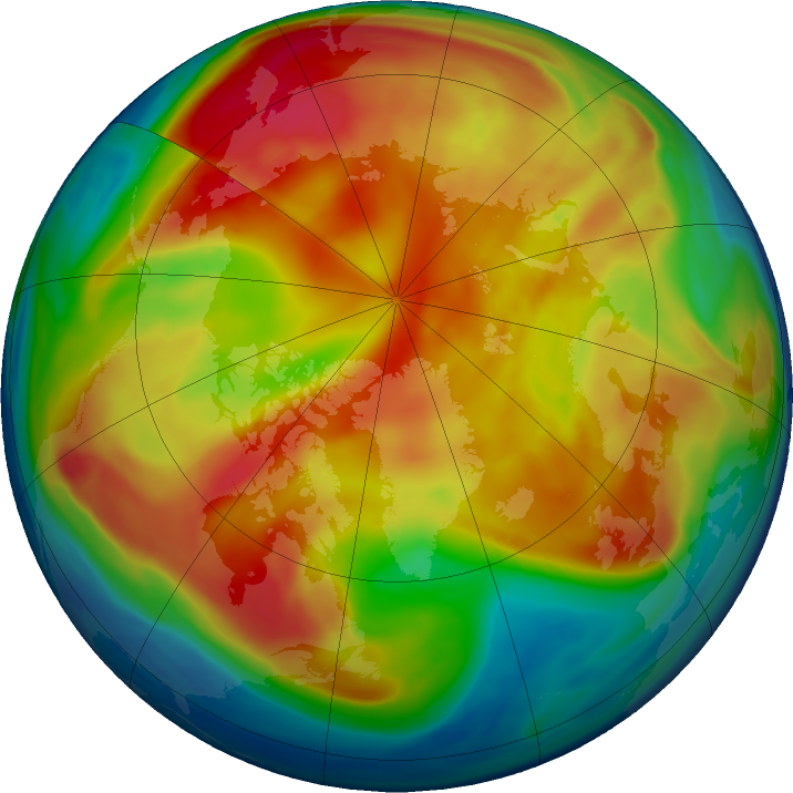 Arctic ozone map for 10 February 2019
